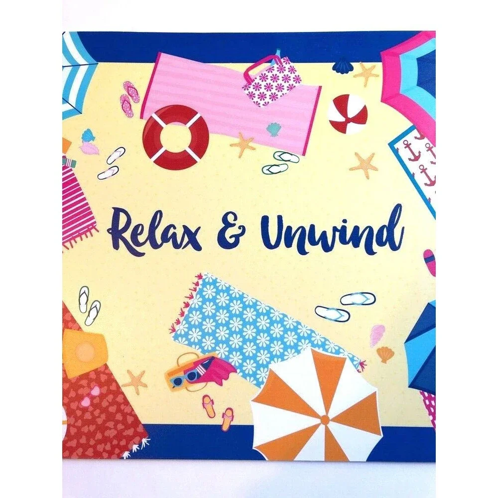 Beach Umbrellas Flip Flop Vinyl Foam Back Placemats Set of 4 Relax Unwind Summer